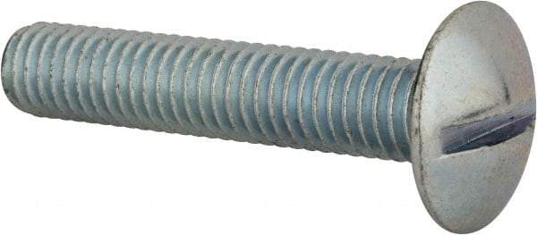Value Collection - 3/8-16 UNC, 2" Length Under Head Slotted Drive Machine Screw - Truss Head, Grade 2 Steel, Zinc-Plated Finish, Without Washer - Industrial Tool & Supply