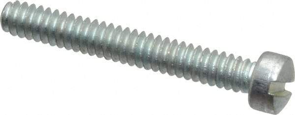 Value Collection - #6-32 UNC, 1" Length Under Head Slotted Drive Machine Screw - Fillister Head, Grade 2 Steel, Zinc-Plated Finish, Without Washer - Industrial Tool & Supply