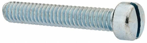 Value Collection - 1/4-20 UNC, 1-1/2" Length Under Head Slotted Drive Machine Screw - Fillister Head, Grade J82 Steel, Zinc-Plated Finish, Without Washer - Industrial Tool & Supply
