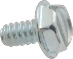 Value Collection - #6-32 UNC, 1/4" OAL Slotted Drive Machine Screw - Hex Washer Head, Grade J82 Steel, Zinc-Plated Finish, Without Washer - Industrial Tool & Supply