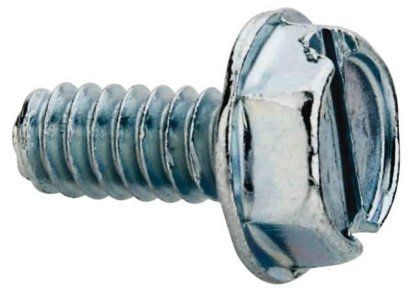 Value Collection - #6-32 UNC, 5/16" OAL Slotted Drive Machine Screw - Hex Washer Head, Grade J82 Steel, Zinc-Plated Finish, Without Washer - Industrial Tool & Supply