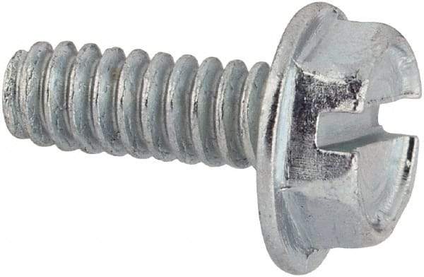 Value Collection - #6-32 UNC, 3/8" OAL Slotted Drive Machine Screw - Hex Washer Head, Grade J82 Steel, Zinc-Plated Finish, Without Washer - Industrial Tool & Supply
