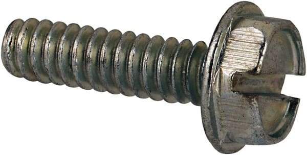 Value Collection - #6-32 UNC, 1/2" OAL Slotted Drive Machine Screw - Hex Washer Head, Grade J82 Steel, Zinc-Plated Finish, Without Washer - Industrial Tool & Supply
