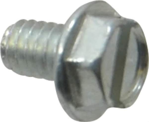 Value Collection - #8-32 UNC, 1/4" OAL Slotted Drive Machine Screw - Hex Washer Head, Grade J82 Steel, Zinc-Plated Finish, Without Washer - Industrial Tool & Supply