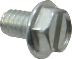 Value Collection - #8-32 UNC, 1/4" OAL Slotted Drive Machine Screw - Hex Washer Head, Grade J82 Steel, Zinc-Plated Finish, Without Washer - Industrial Tool & Supply
