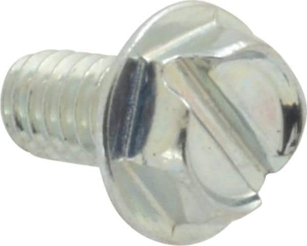 Value Collection - #8-32 UNC, 5/16" OAL Slotted Drive Machine Screw - Hex Washer Head, Grade J82 Steel, Zinc-Plated Finish, Without Washer - Industrial Tool & Supply