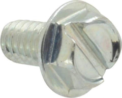 Value Collection - #8-32 UNC, 5/16" OAL Slotted Drive Machine Screw - Hex Washer Head, Grade J82 Steel, Zinc-Plated Finish, Without Washer - Industrial Tool & Supply