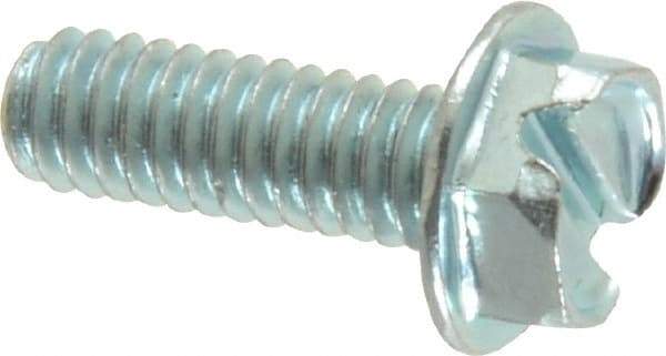 Value Collection - #8-32 UNC, 1/2" OAL Slotted Drive Machine Screw - Hex Washer Head, Grade J82 Steel, Zinc-Plated Finish, Without Washer - Industrial Tool & Supply