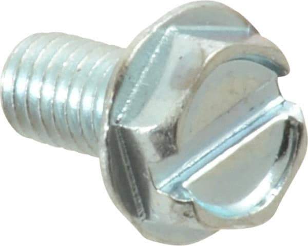 Value Collection - #10-32 UNF, 3/8" OAL Slotted Drive Machine Screw - Hex Washer Head, Grade J82 Steel, Zinc-Plated Finish, Without Washer - Industrial Tool & Supply