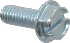 Value Collection - #10-32 UNF, 1/2" OAL Slotted Drive Machine Screw - Hex Washer Head, Grade J82 Steel, Zinc-Plated Finish, Without Washer - Industrial Tool & Supply