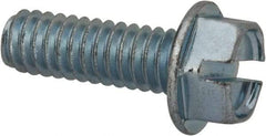 Value Collection - 1/4-20 UNC, 3/4" OAL Slotted Drive Machine Screw - Hex Washer Head, Grade J82 Steel, Zinc-Plated Finish, Without Washer - Industrial Tool & Supply