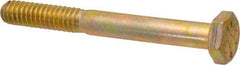 Made in USA - 1/4-20 UNC, 2-1/4" Length Under Head Hex Head Cap Screw - Partially Threaded, Grade 8 Alloy Steel, Zinc Yellow Dichromate Finish, 7/16" Hex - Industrial Tool & Supply