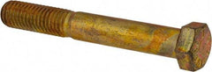 Made in USA - 9/16-12 UNC, 4" Length Under Head Hex Head Cap Screw - Partially Threaded, Grade 8 Alloy Steel, Zinc Yellow Dichromate Finish, 13/16" Hex - Industrial Tool & Supply