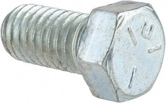 Made in USA - 7/16-14 UNC, 7/8" Length Under Head Hex Head Cap Screw - Fully Threaded, Grade 5 Steel, Zinc-Plated Finish, 5/8" Hex - Industrial Tool & Supply