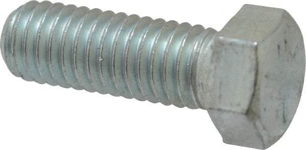 Made in USA - 7/16-14 UNC, 1-1/4" Length Under Head Hex Head Cap Screw - Fully Threaded, Grade 5 Steel, Zinc-Plated Finish, 5/8" Hex - Industrial Tool & Supply