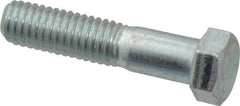 Made in USA - 7/16-14 UNC, 2" Length Under Head Hex Head Cap Screw - Partially Threaded, Grade 5 Steel, Zinc-Plated Finish, 5/8" Hex - Industrial Tool & Supply