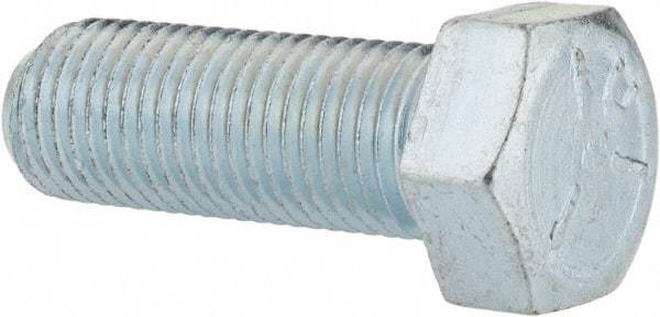 Made in USA - 7/16-20 UNF, 1-1/4" Length Under Head Hex Head Cap Screw - Fully Threaded, Grade 5 Steel, Zinc-Plated Finish, 5/8" Hex - Industrial Tool & Supply