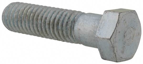 Value Collection - 7/16-14 UNC, 1-3/4" Length Under Head Hex Head Cap Screw - Partially Threaded, Grade 2 Steel, Zinc-Plated Finish, 5/8" Hex - Industrial Tool & Supply