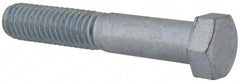 Value Collection - 7/16-14 UNC, 2-1/2" Length Under Head Hex Head Cap Screw - Partially Threaded, Grade 2 Steel, Zinc-Plated Finish, 5/8" Hex - Industrial Tool & Supply