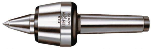 Rohm - MT6 Taper Shank, 4.134" Head Diam 5,512 Lb Capacity Live Center - 2,600 Max RPM, 3.217" Head Length, 1.9685" Point Diam, 3.071" Point Len, 5,500 Lb Max Workpc, 13.976" OAL, Long Point - Industrial Tool & Supply