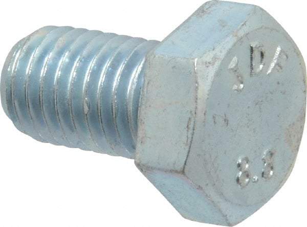 Value Collection - M12x1.75mm Metric Coarse, 20mm Length Under Head Hex Head Cap Screw - Fully Threaded, Grade 8.8 Steel, Zinc-Plated Finish, 19mm Hex - Industrial Tool & Supply