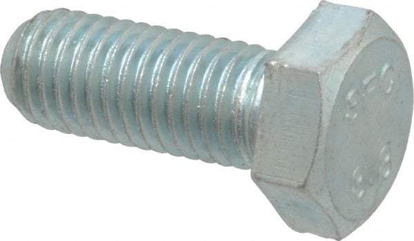 Value Collection - M12x1.75mm Metric Coarse, 30mm Length Under Head Hex Head Cap Screw - Fully Threaded, Grade 8.8 Steel, Zinc-Plated Finish, 19mm Hex - Industrial Tool & Supply