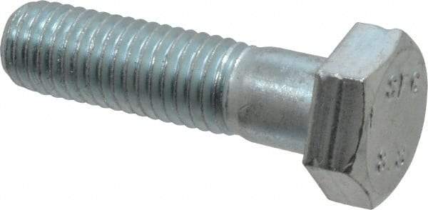 Value Collection - M12x1.75mm Metric Coarse, 45mm Length Under Head Hex Head Cap Screw - Partially Threaded, Grade 8.8 Steel, Zinc-Plated Finish, 19mm Hex - Industrial Tool & Supply