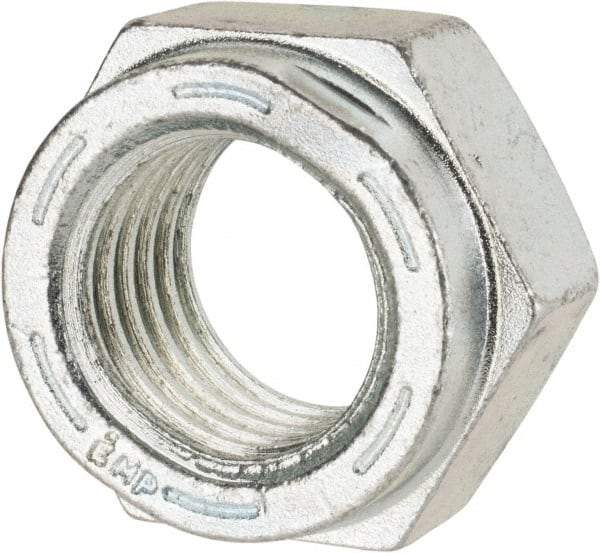 Value Collection - 1-1/8 - 7 UNC Grade C Hex Lock Nut with Distorted Thread - 1-11/16" Width Across Flats, 1" High, Cadmium Clear-Plated Finish - Industrial Tool & Supply