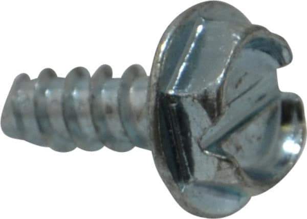 Value Collection - #6 Hex Washer Head Slotted Sheet Metal Screw - Steel, 3/8" Length Under Head, Grade 2 - Industrial Tool & Supply