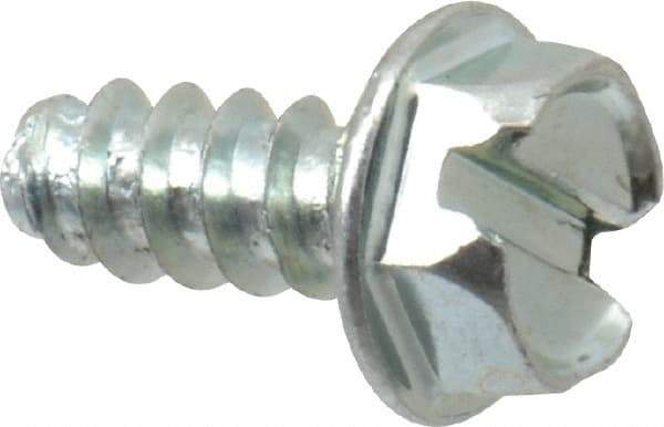 Value Collection - #8 Hex Washer Head Slotted Sheet Metal Screw - Steel, 3/8" Length Under Head, Grade 2 - Industrial Tool & Supply