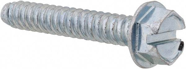 Value Collection - 1/4" Hex Washer Head Slotted Sheet Metal Screw - Steel, 1-1/2" Length Under Head, Grade 2 - Industrial Tool & Supply