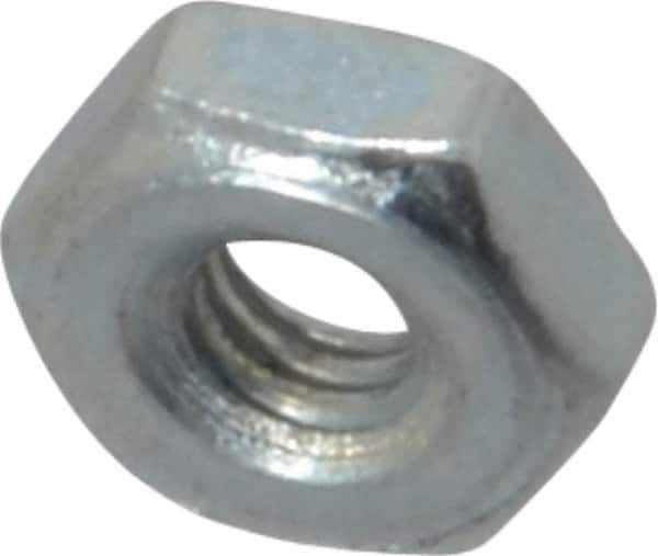 Value Collection - #4-48 UN Steel Right Hand Machine Screw Hex Nut - 1/4" Across Flats, 0.098" High, Zinc-Plated Finish, 2B Class of Fit - Industrial Tool & Supply