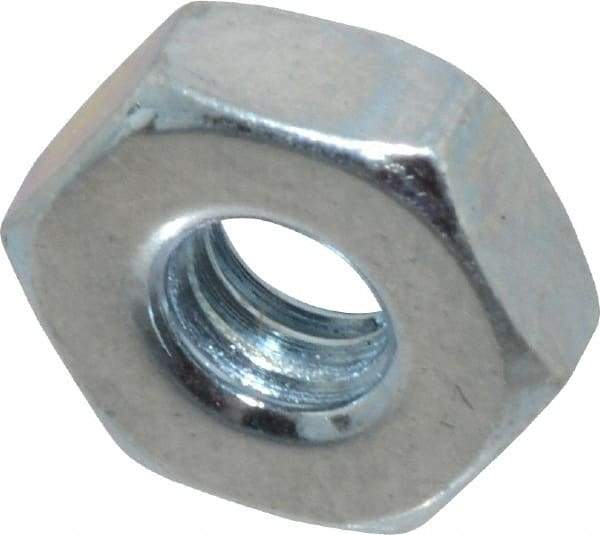 Value Collection - #8-36 UN Steel Right Hand Machine Screw Hex Nut - 11/32" Across Flats, 1/8" High, Zinc-Plated Finish, 2B Class of Fit - Industrial Tool & Supply