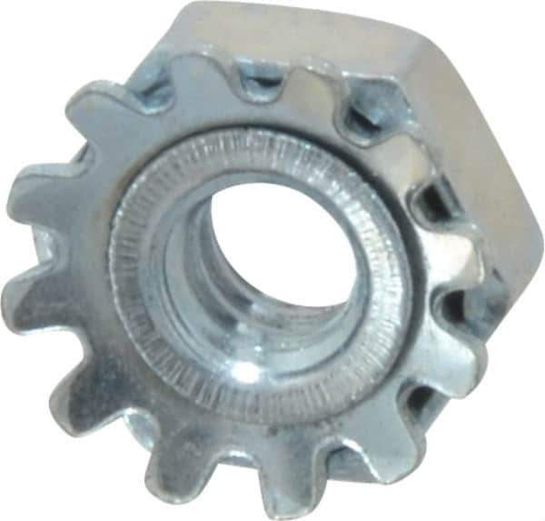 Value Collection - #4-40, Zinc Plated, Steel Hex Nut with External Tooth Washer - 9/32" Washer Diam, 1/4" Width Across Flats - Industrial Tool & Supply
