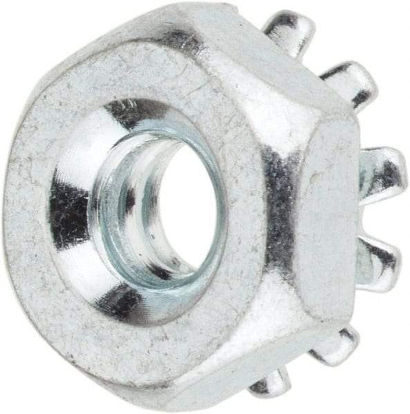 Value Collection - #6-32, Zinc Plated, Steel Hex Nut with External Tooth Washer - 11/32" Washer Diam, 5/16" Width Across Flats - Industrial Tool & Supply