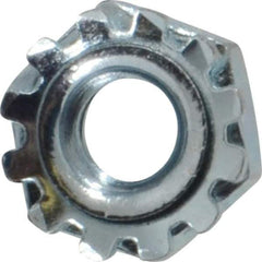 Value Collection - #10-24, Zinc Plated, Steel Hex Nut with External Tooth Washer - 13/32" Washer Diam, 3/8" Width Across Flats - Industrial Tool & Supply