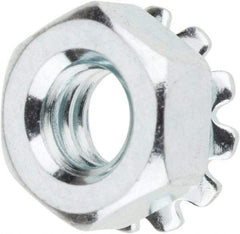 Value Collection - 1/4-20, Zinc Plated, Steel Hex Nut with External Tooth Washer - 1/2" Washer Diam, 7/16" Width Across Flats - Industrial Tool & Supply