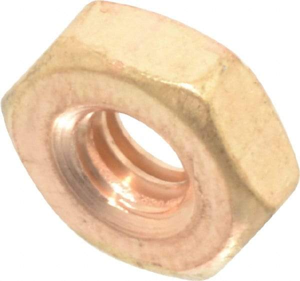 Value Collection - #8-32 UNC Silicon Bronze Right Hand Machine Screw Hex Nut - 11/32" Across Flats, 1/8" High, Uncoated - Industrial Tool & Supply