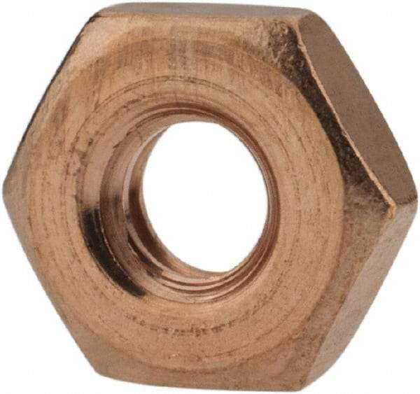 Value Collection - #10-24 UNC Silicon Bronze Right Hand Machine Screw Hex Nut - 3/8" Across Flats, 1/8" High, Uncoated - Industrial Tool & Supply