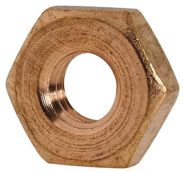 Value Collection - #10-32 UNF Silicon Bronze Right Hand Machine Screw Hex Nut - 3/8" Across Flats, 1/8" High, Uncoated - Industrial Tool & Supply