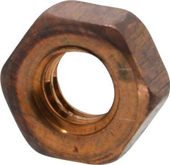Value Collection - 1/4-20 UN Silicon Bronze Right Hand Machine Screw Hex Nut - 7/16" Across Flats, 3/16" High, Uncoated - Industrial Tool & Supply