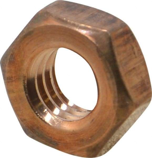 Value Collection - 3/8-16 UNC Silicon Bronze Right Hand Machine Screw Hex Nut - 5/8" Across Flats, 1/4" High, Uncoated - Industrial Tool & Supply