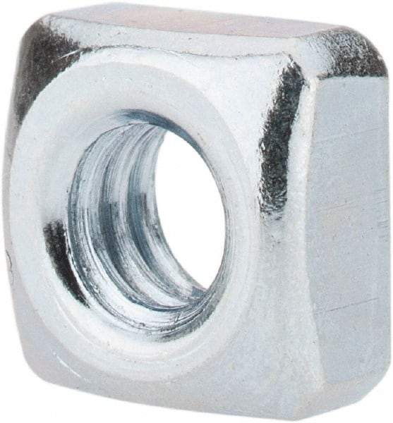 Value Collection - 1/4-20 Steel Square Nut - Zinc Plated, 7/16" Square Width x 7/32" Overall Height - Industrial Tool & Supply