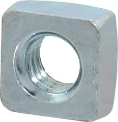 Value Collection - 3/8-16 Steel Square Nut - Zinc Plated, 5/8" Square Width x 21/64" Overall Height - Industrial Tool & Supply
