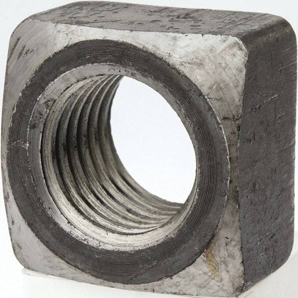 Value Collection - 1-1/8-7 Steel Square Nut - Uncoated, 1-11/16" Square Width x 1" Overall Height - Industrial Tool & Supply