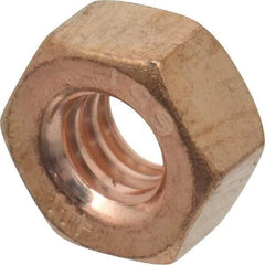 Value Collection - 1/4-20 UNC Silicon Bronze Right Hand Hex Nut - 7/16" Across Flats, 7/32" High, Uncoated - Industrial Tool & Supply
