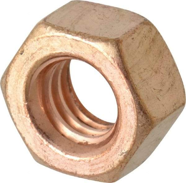 Value Collection - 5/16-18 UNC Silicon Bronze Right Hand Hex Nut - 1/2" Across Flats, 17/64" High, Uncoated - Industrial Tool & Supply