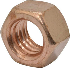 Value Collection - 3/8-16 UNC Silicon Bronze Right Hand Hex Nut - 9/16" Across Flats, 21/64" High, Uncoated - Industrial Tool & Supply