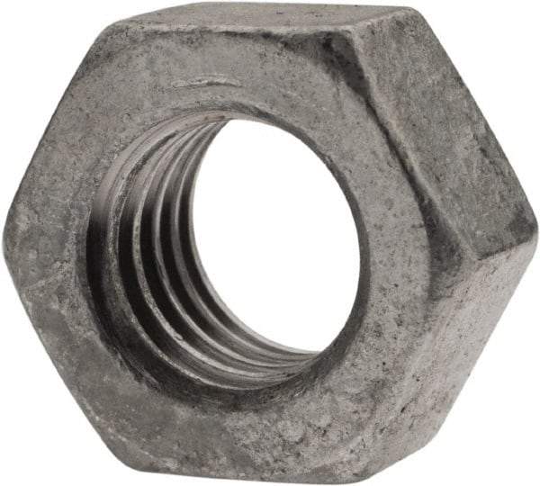 Value Collection - 7/16-14 UNC Steel Right Hand Hex Nut - 11/16" Across Flats, 3/8" High, Hot Dipped Galvanized Finish - Industrial Tool & Supply