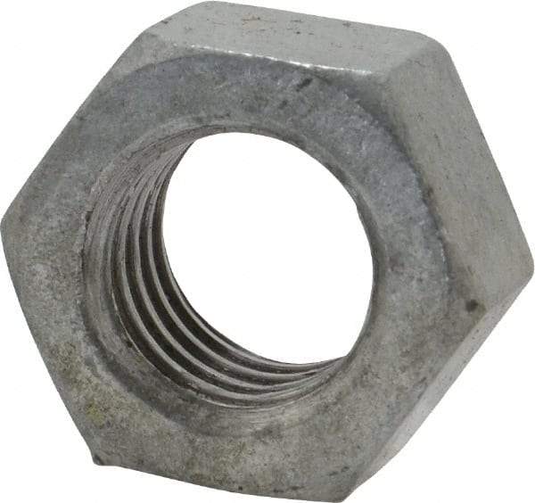 Value Collection - 1/2-13 UNC Steel Right Hand Hex Nut - 3/4" Across Flats, 7/16" High, Hot Dipped Galvanized Finish - Industrial Tool & Supply